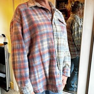 BDG Dani Oversized Flannel Shirt Light Blue Top Urban Outfitters Button